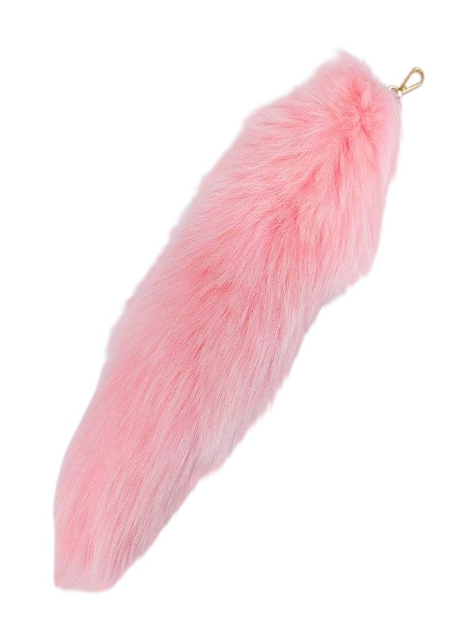 Tiuredx Faux Fur Fox Tail KeyChain for Women Therian Costume Cosplay Handbag Fashion Charm Wolf Tail Keychain Gift for Party (Pink) - Image 1